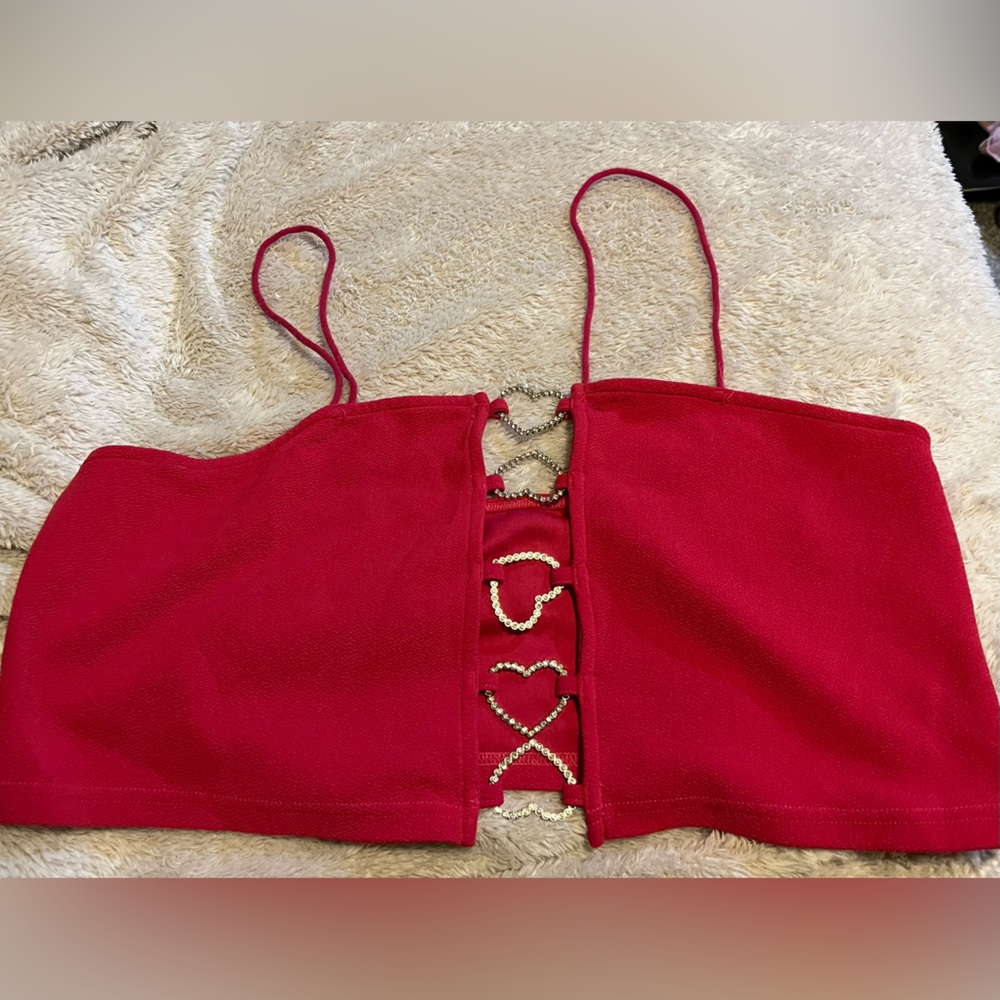 A red crop top